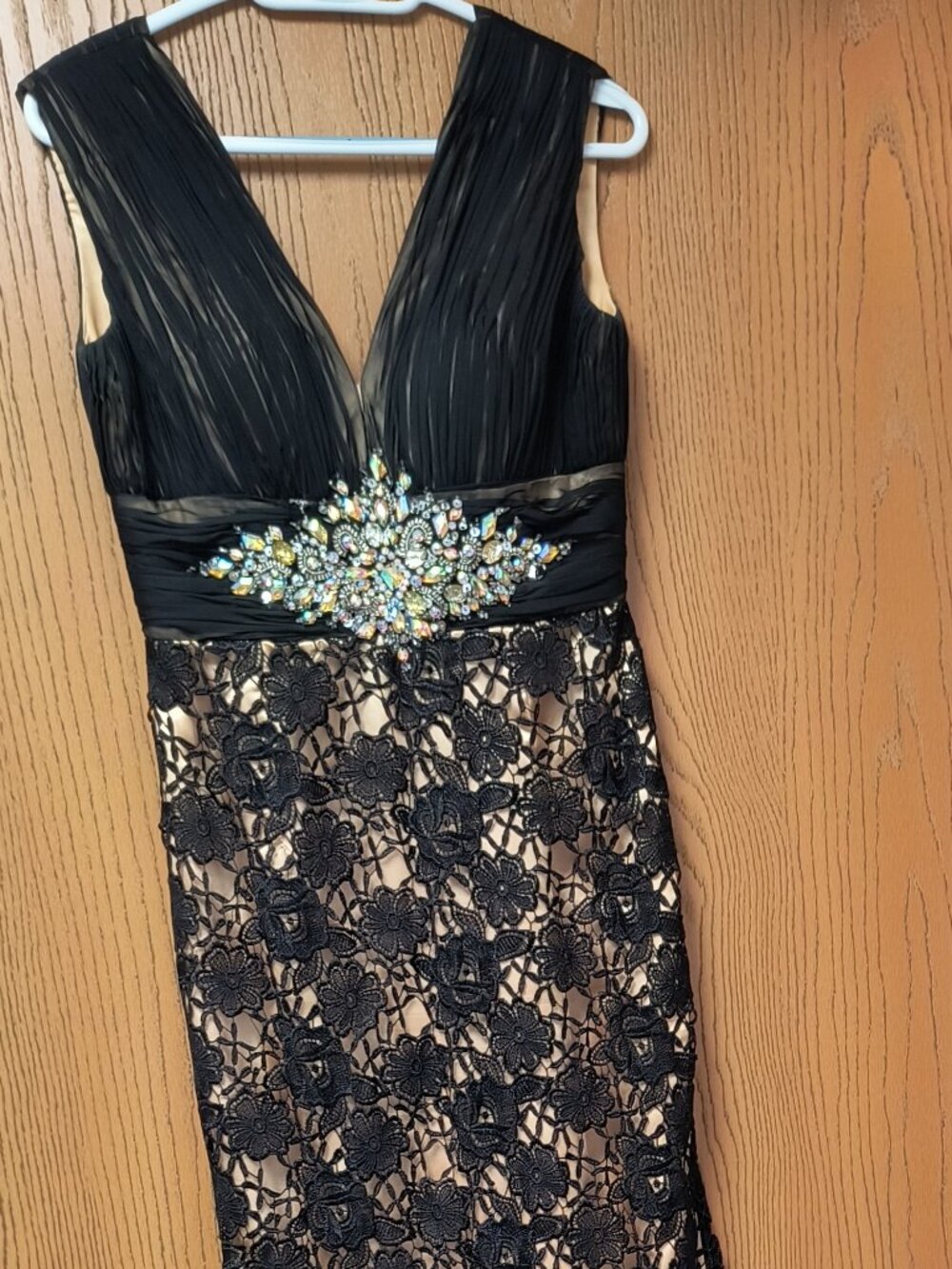 Classy Black with Beige Undertones Pageant or Prom Dress by MacDuggal